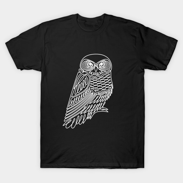 Owl continuous line trendy illustration T-Shirt by Rohan Dahotre